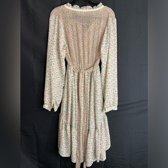 POL Delicate Floral Print Cottagecore Long Sleeve Sheer Dress, size L - Picture 11 of 12